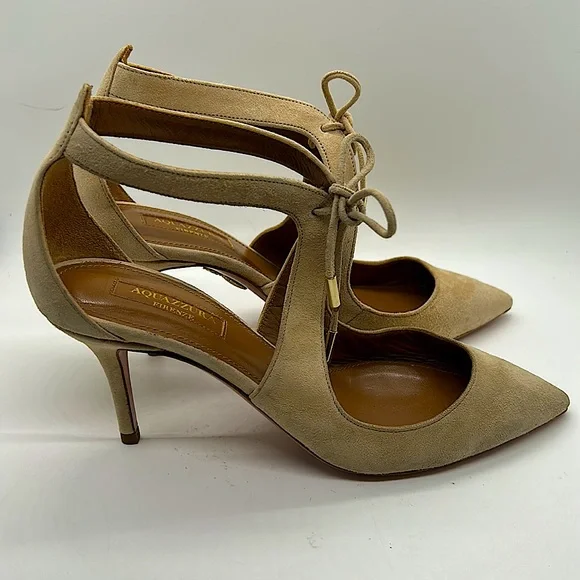 Aquazzura Firenze Beautiful Tan Suede Stiletto Heel Shoes *Sz 36/US Sz 6* 🔥🔥 - Picture 3 of 7